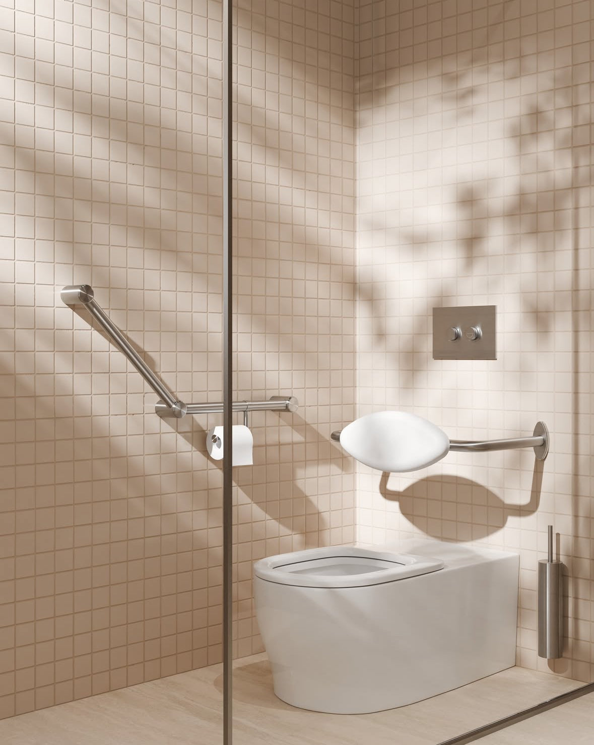 Owen &amp; Finch Stainless Steel Care 32mm Wall Grab Bar 45 Degrees 750x450MM Continuous Brushed Nickel (OFCR3245aBN)