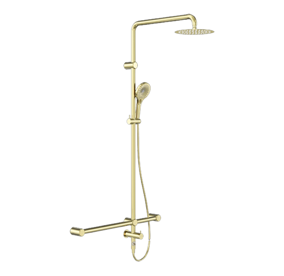 Owen &amp; Finch Stainless Steel Care Shower Set with Brushed Champagne Gold Handrail and PVD Mixer Tap (OFCS008BG)