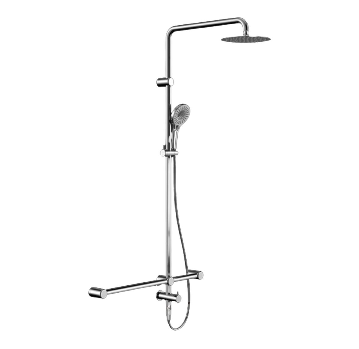 Owen &amp; Finch Care Shower Set with Handrail Chrome with Mixer Tap PVD (OFCS008CH)