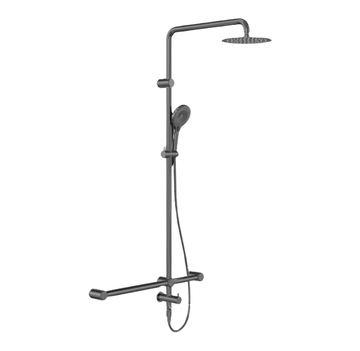 Owen &amp; Finch Stainless Steel Care Shower Set with Gun Metal Handrail and PVD Mixer Tap (OFCS008GM)