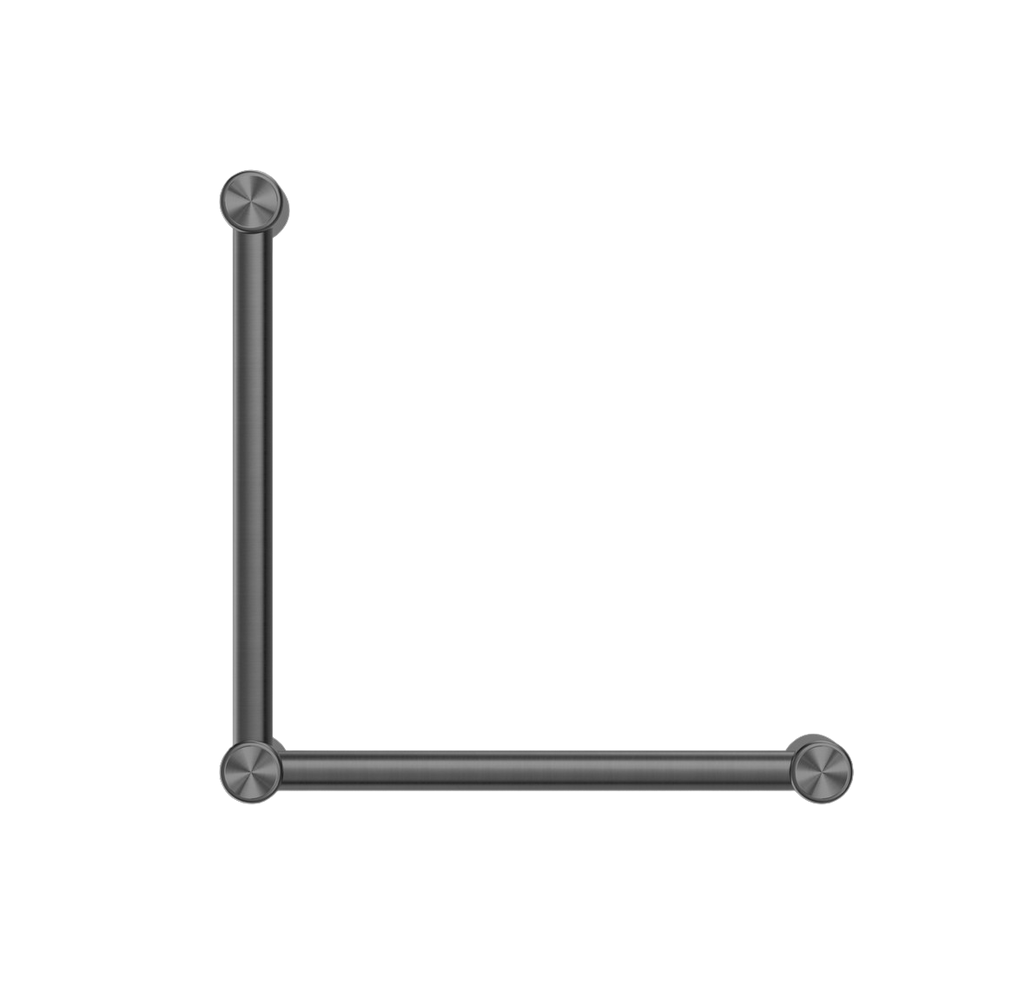 Owen & Finch Care Wandgreep 90° RVS 32mm Doorlopend – Geborsteld Gun Metal PVD 450x450 mm | Veilig & Duurzaam Design (OFCR3290aGM)