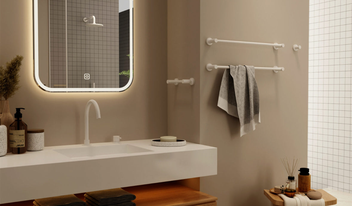 Owen &amp; Finch Towel Rack Single Matt White 600mm (OF1924)