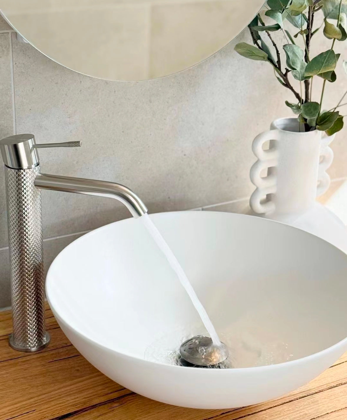 Owen &amp; Finch Single-Hole Basin Mixer Tap Tall Model Brushed Nickel (OF251901aBN)