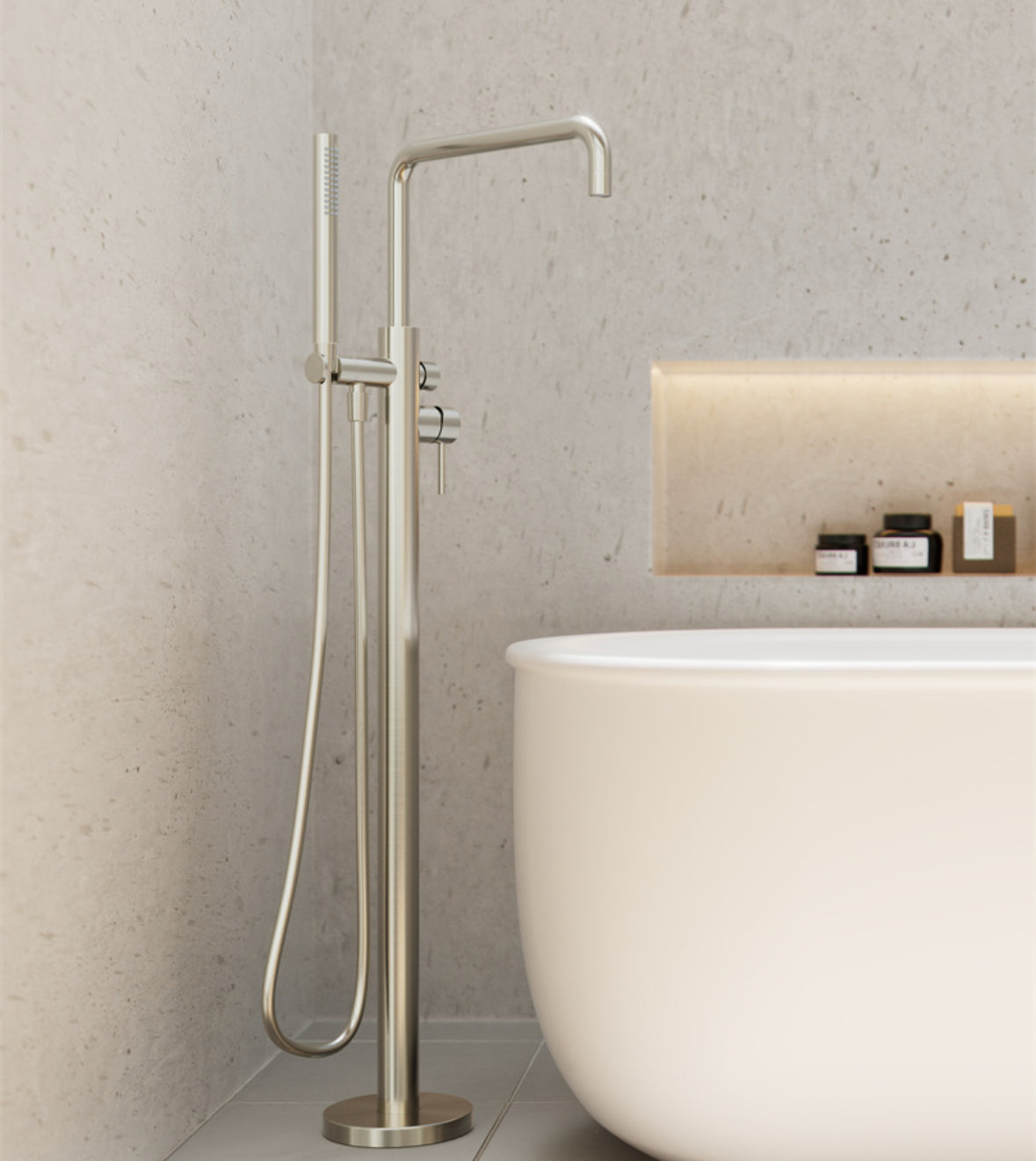 Owen &amp; Finch Luxury Freestanding Faucet – 316L Stainless Steel Brushed Nickel - Bath and Basin Faucet - (OF162203a02BN) 