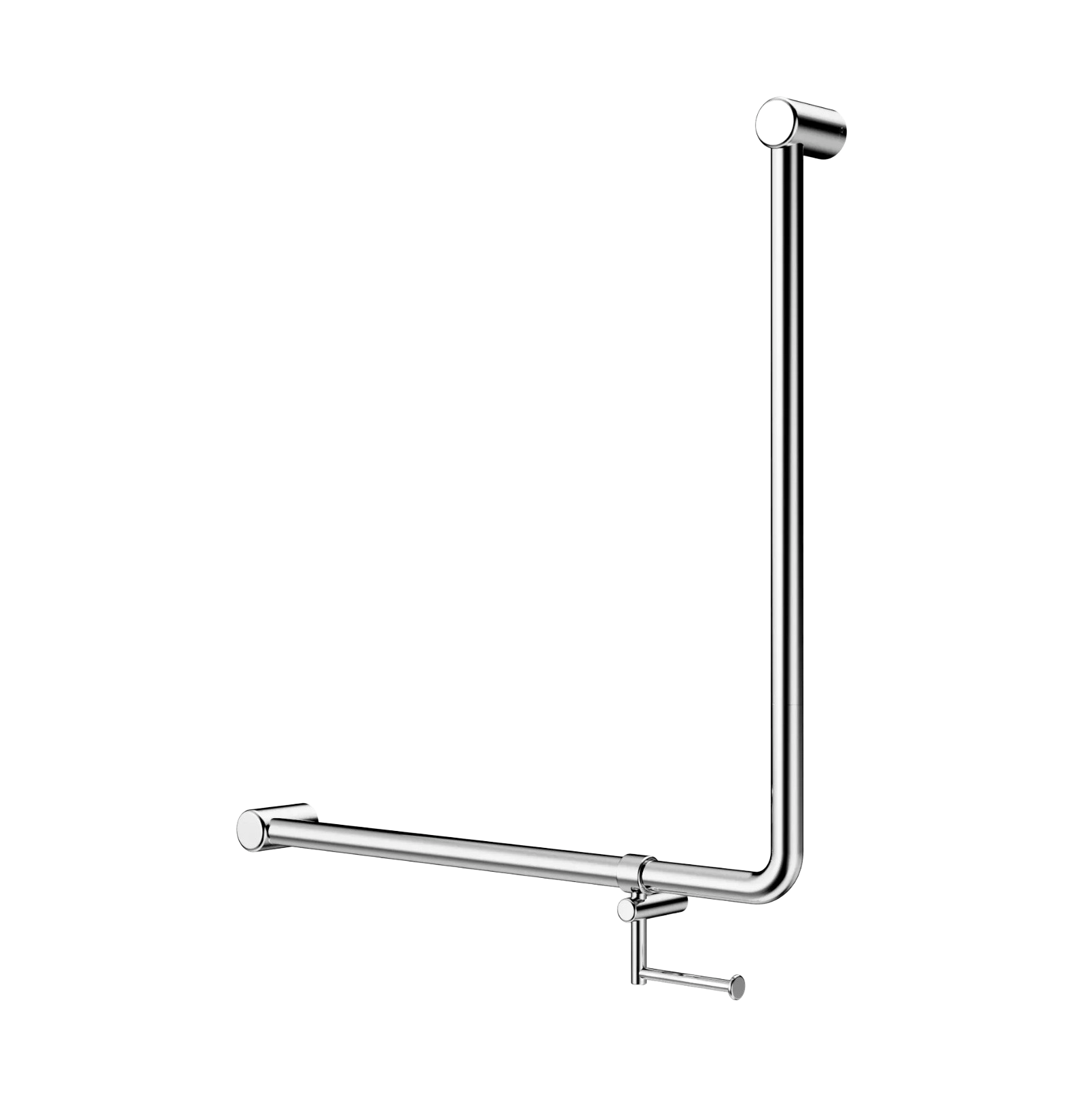 Wandleuning 90° 32 mm Met Toiletrolhouder 750x750 mm Chroom | Owen & Finch Care (OFCR3290bhCH)