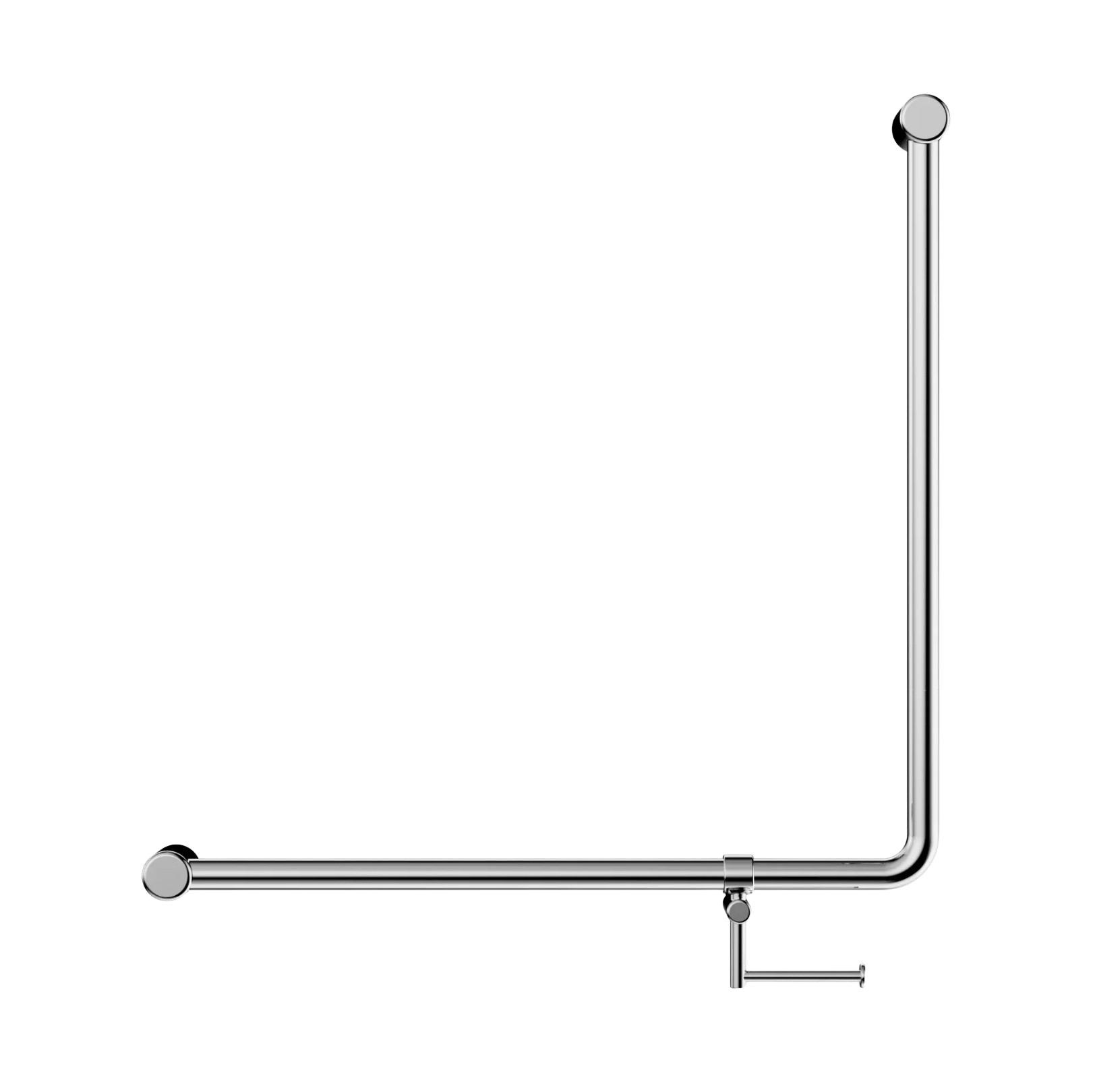 Wandleuning 90° 32 mm Met Toiletrolhouder 750x750 mm Chroom | Owen & Finch Care (OFCR3290bhCH)