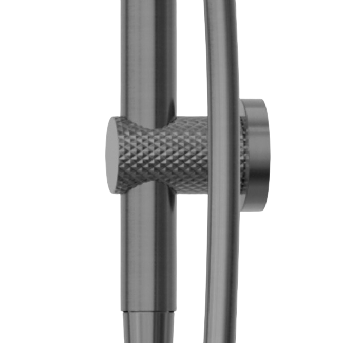 Owen &amp; Finch Brass Shower Set – Brushed Graphite (PVD) | Thermostatic Mixer with Diamond Knurling, Hand Shower &amp; Rain Shower Ø250mm (OF251913GR)