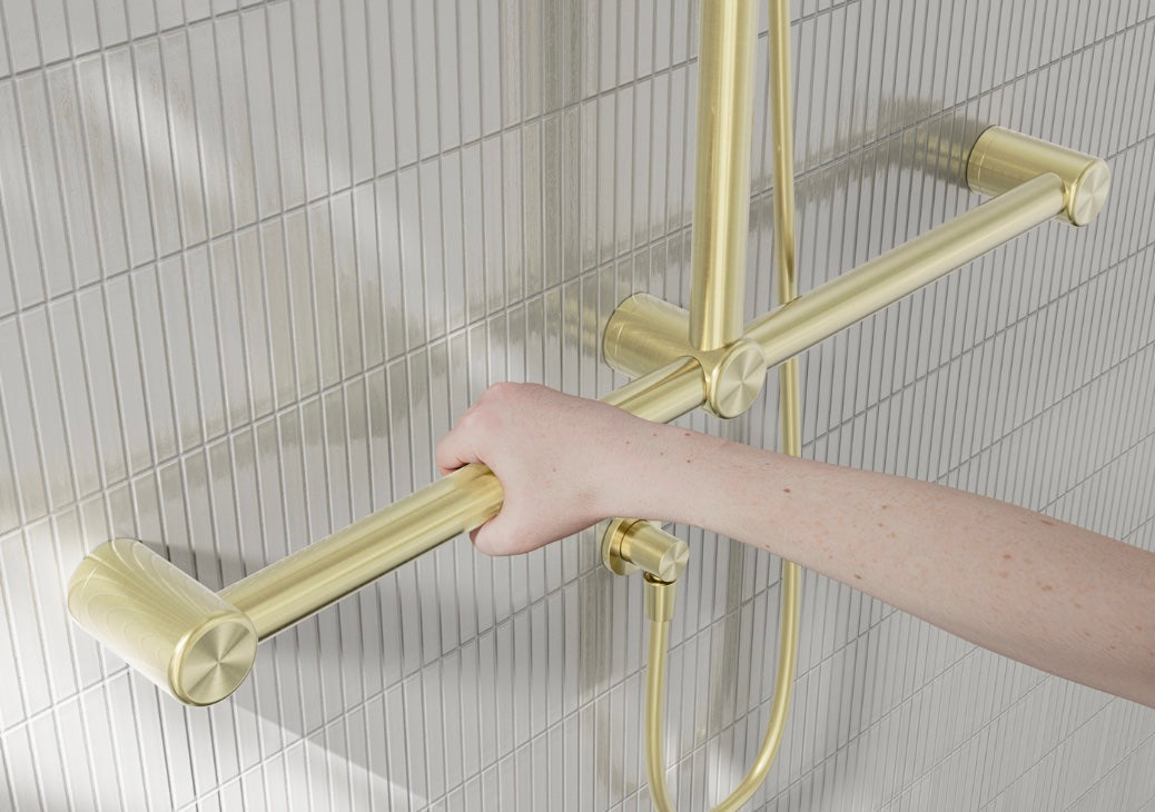 Owen & Finch Care handdouche met glijstang en leuning – Inclusief mengkraan – Geborsteld Satijn Brons PVD (OFCS006BG)