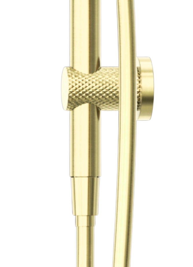 Owen &amp; Finch Brass Shower Set – Brushed Champagne Gold (PVD) | Thermostatic Valve with Diamond Knurling, Hand Shower &amp; Rain Shower Ø250mm (OF251913BG)