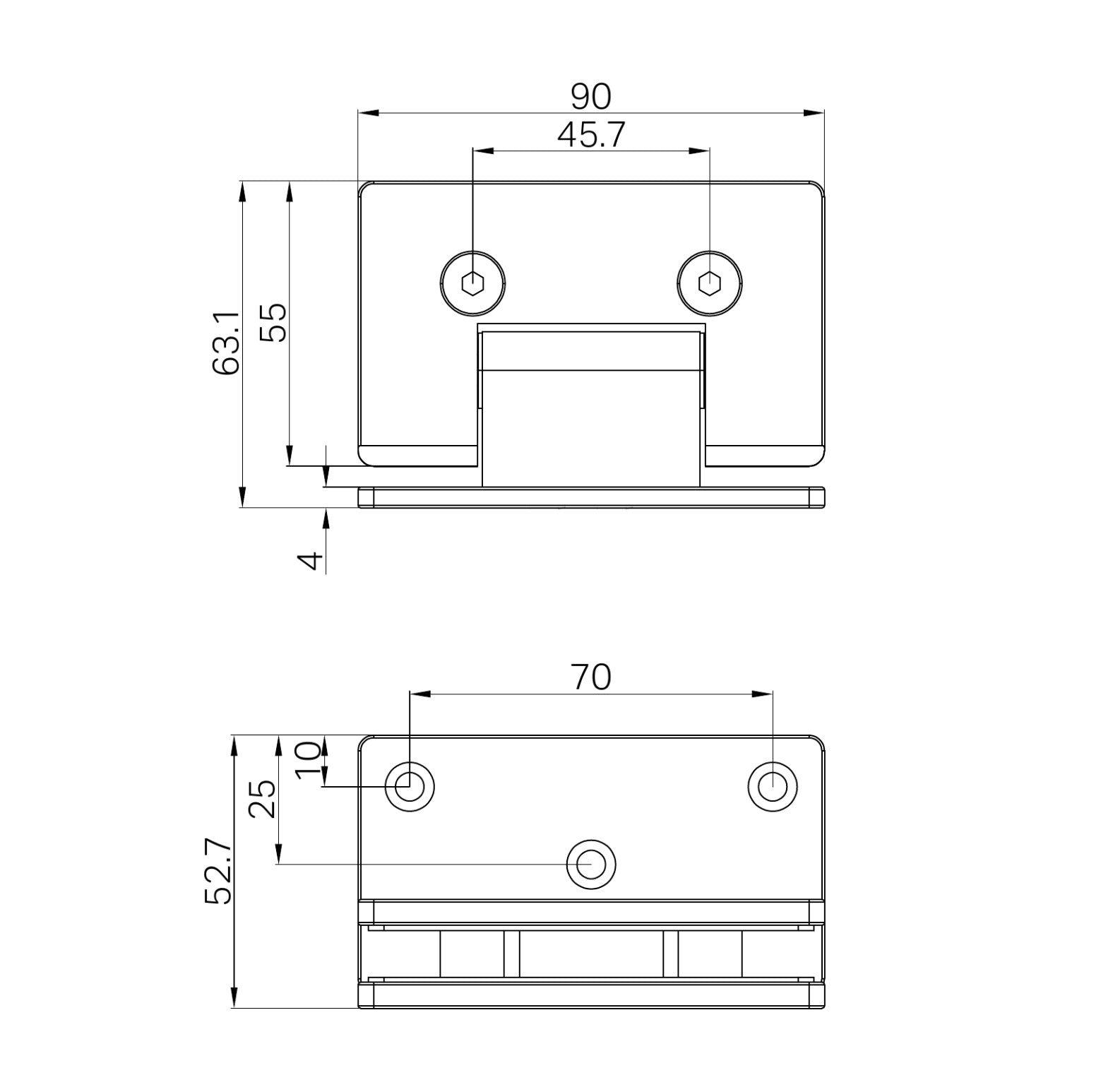 Owen &amp; Finch Brass Glass-to-Glass Hinge 90° | Glass Hardware for Shower Doors Brushed Nickel (OFSH101BN)