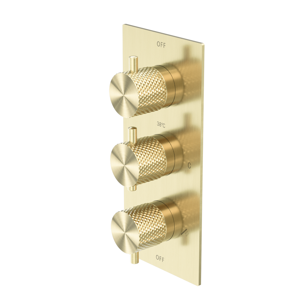 Owen & Finch Messing Inbouw Thermostaatkraan Geborsteld Champagne Goud PVD met Diamantkarteling (OF251909wBG)