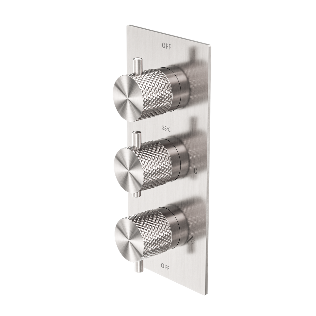 Owen & Finch Messing Inbouw Thermostaatkraan Geborsteld Nikkel met Diamantkarteling (OF251909wBN)