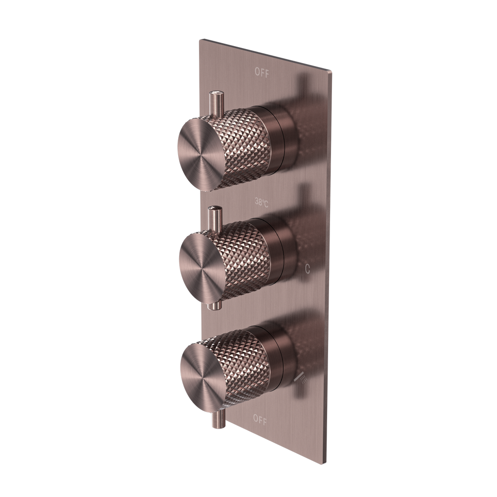 Owen & Finch Messing Inbouw Thermostaatkraan Geborsteld Satijn Brons PVD met Diamantkarteling (OF251909wBZ)