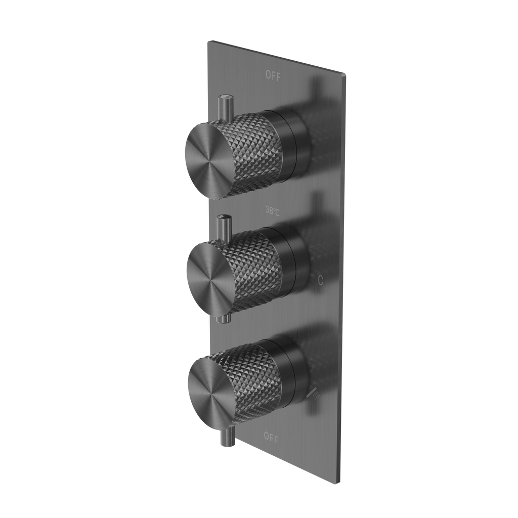 Owen & Finch Messing Inbouw Thermostaatkraan Geborsteld Grafiet PVD met Diamantkarteling (OF251909wGR)