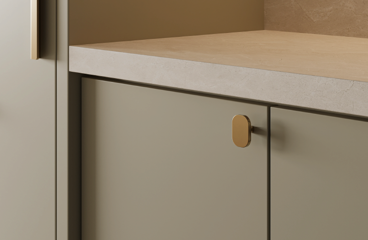 Ladegreep & Kastgreep Messing Geborsteld Gun Metal PVD | Owen & Finch (OF25G001GM)