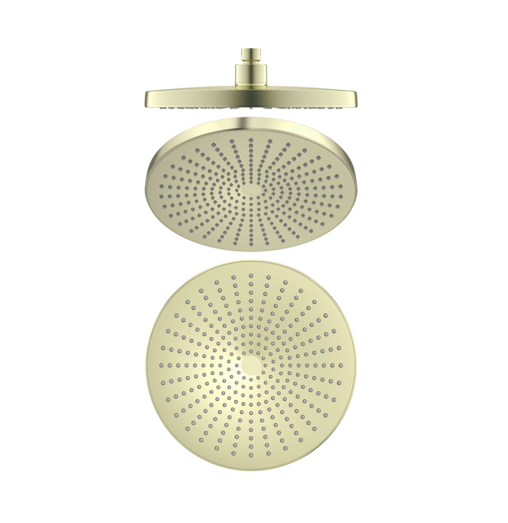 Owen &amp; Finch Brass Shower Set – Brushed Champagne Gold (PVD) | Thermostatic Valve with Diamond Knurling, Hand Shower &amp; Rain Shower Ø250mm (OF251913BG)