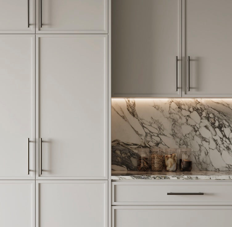 Ladegreep & Kastgreep 316L RVS Geborsteld Nikkel| Lengte 130mm | Owen & Finch (OF25F002BN)